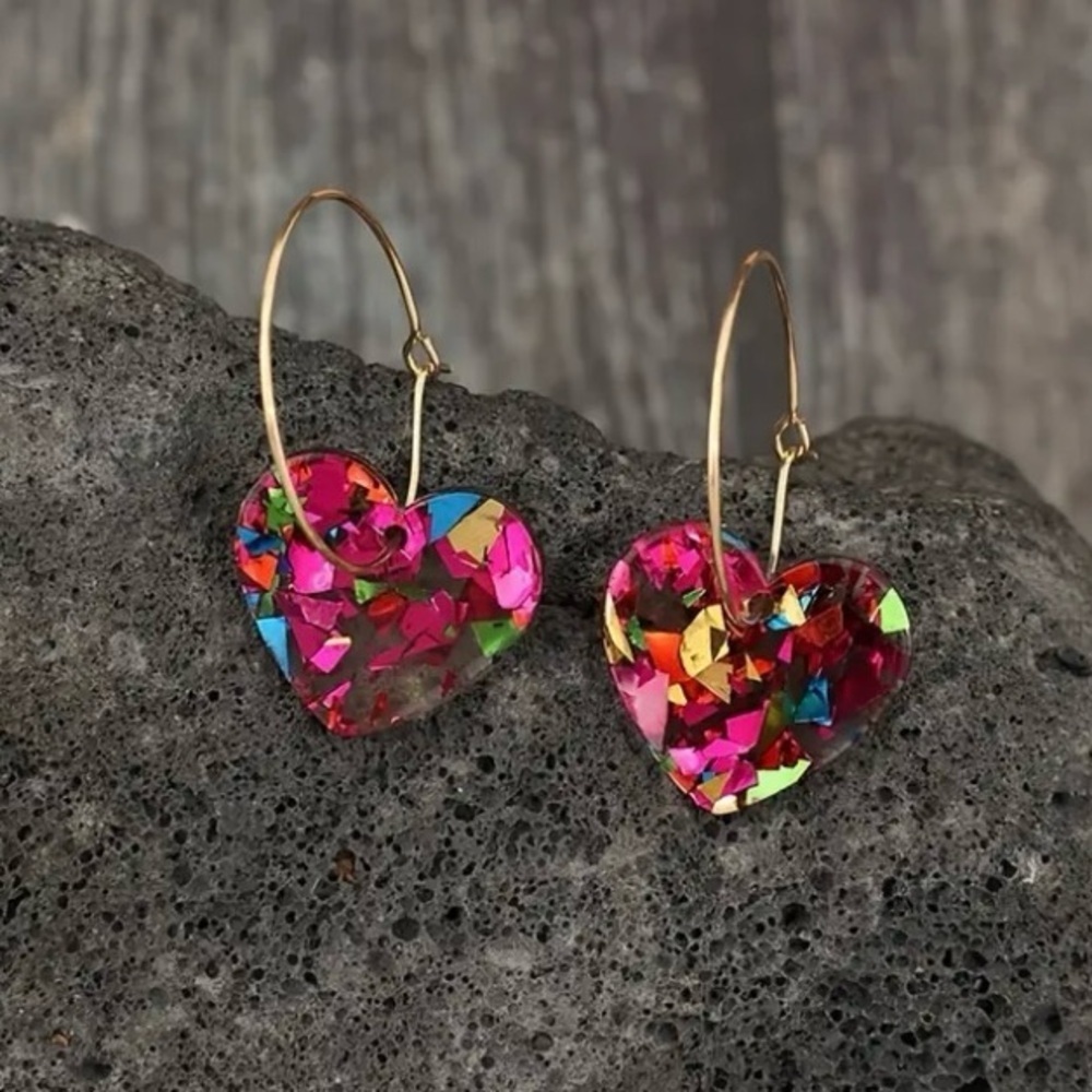 ✨Zara Murano Pink Heart Earrings - Picture 2 of 4